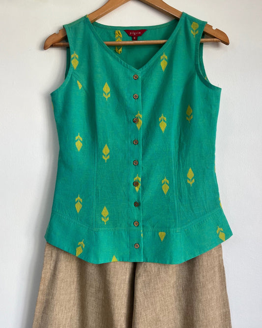 Butterfly Jacket Top - Mint Green Cotton