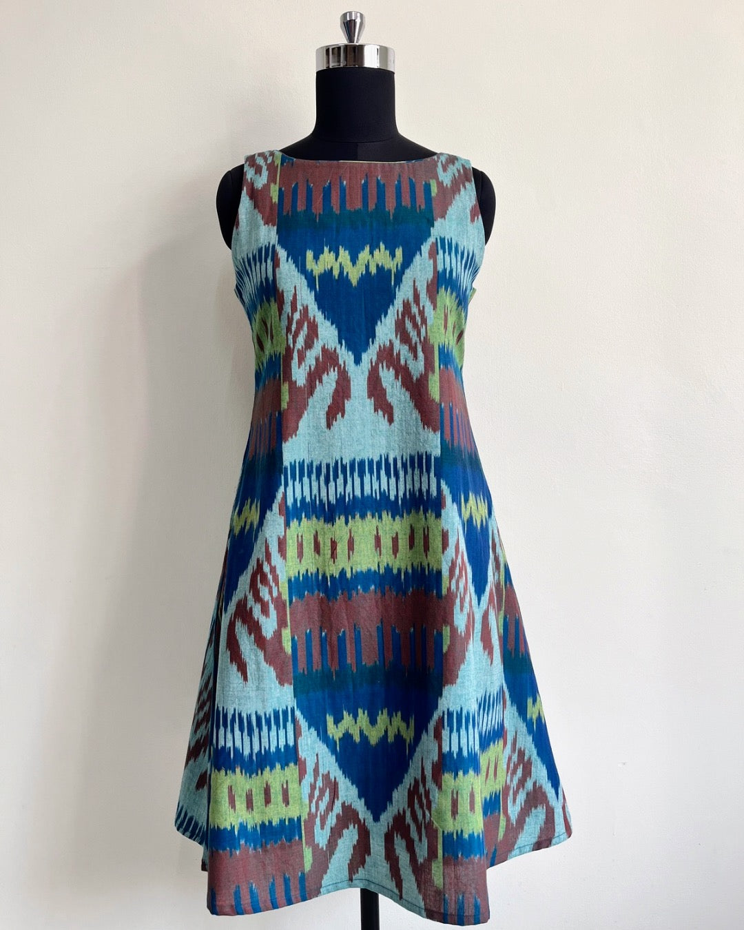 Amrit Dress - Blue Uzbek Ikat