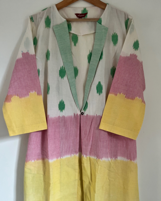 Mridul Jacket with collar -  multi ikkat
