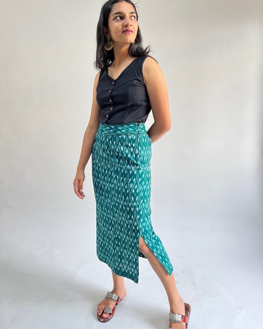 Anya Skirt - Dark Green Ikat