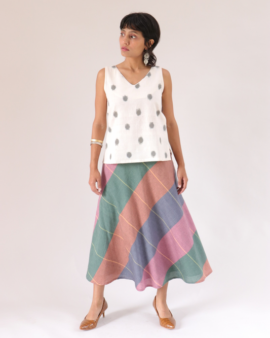 Nila Skirt - Multicoloured handwoven cotton