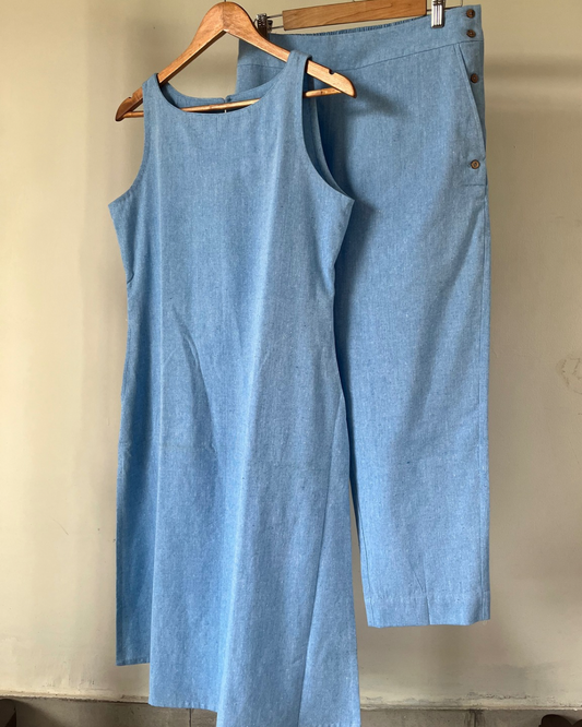 Amrit Kurta and Sail edit pants - light blue cotton