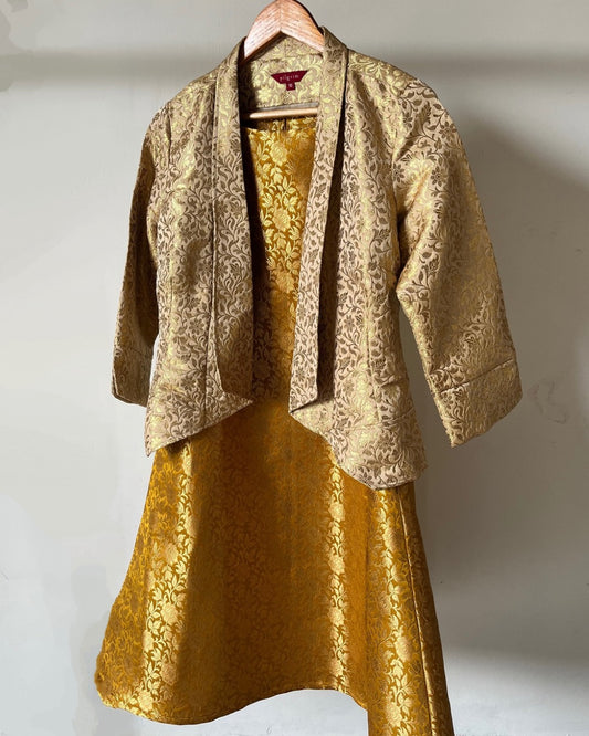 Amrit Dress - Yellow brocade