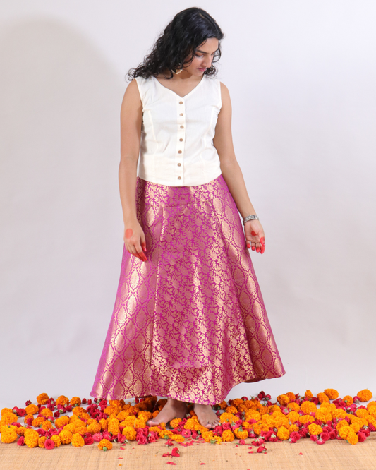 Twirl Skirt - Purple Brocade