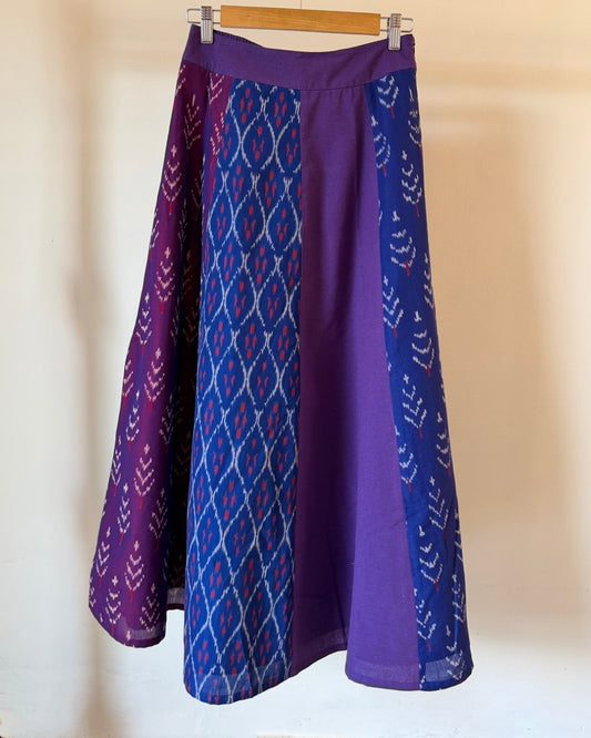 Halfmoon Skirt - purple blue multicoloured ikkat