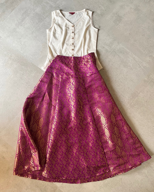 Twirl Skirt - Purple Brocade