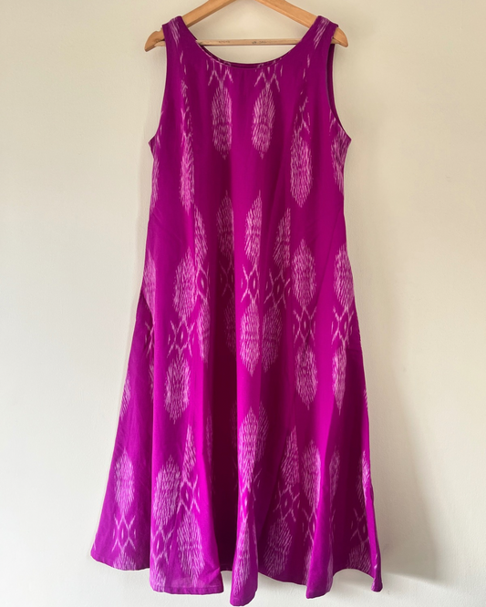 Adah Dress - purple pink ikkat