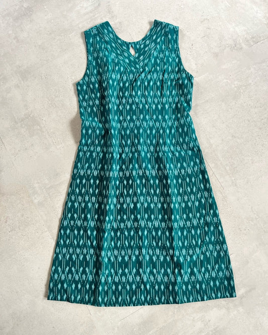 Movement Dress - green ikkat