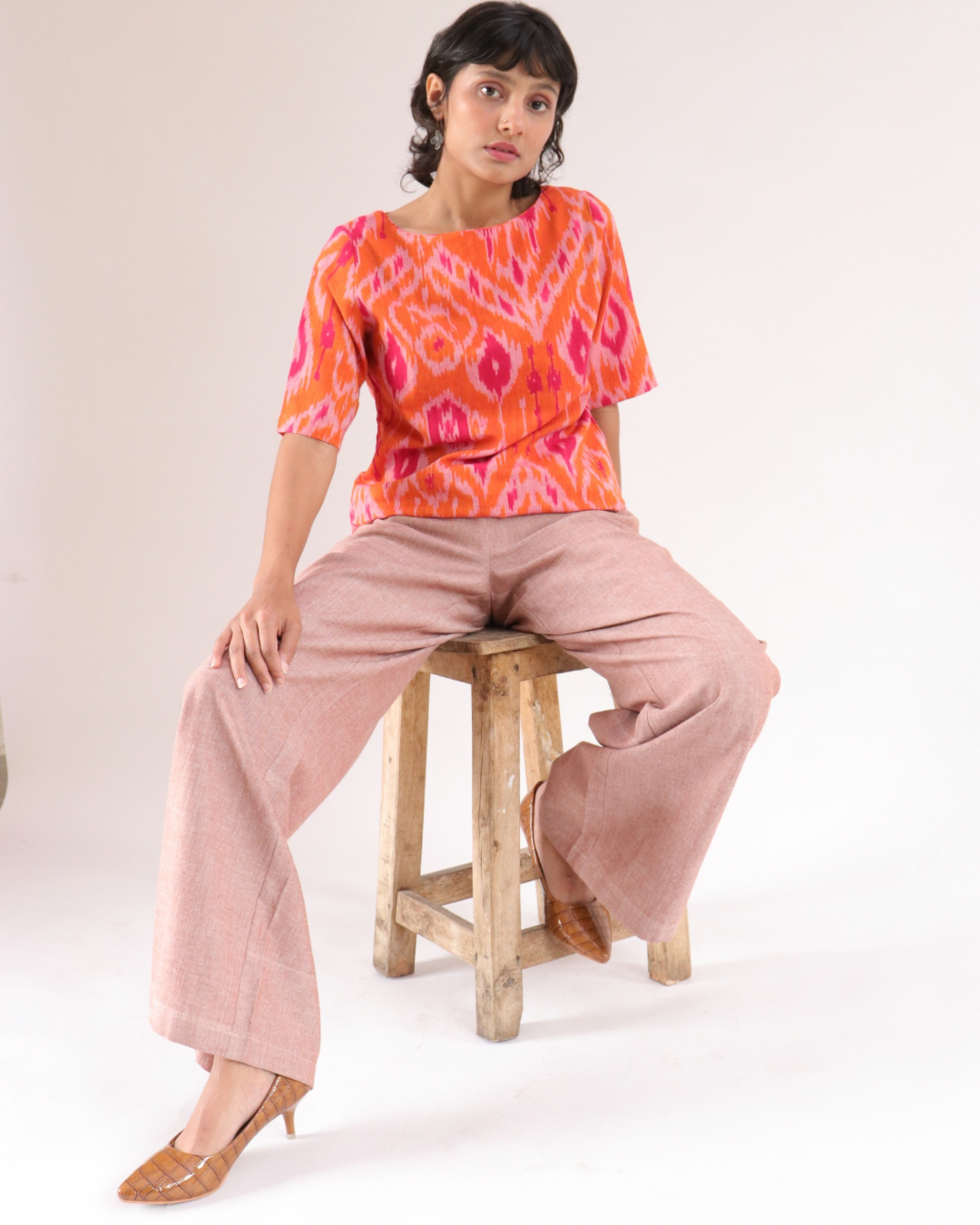 Wide Leg Pants - Dusty Rose Cotton