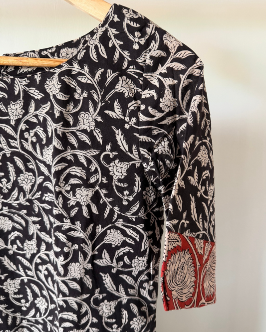 Amrit Dress - black block print