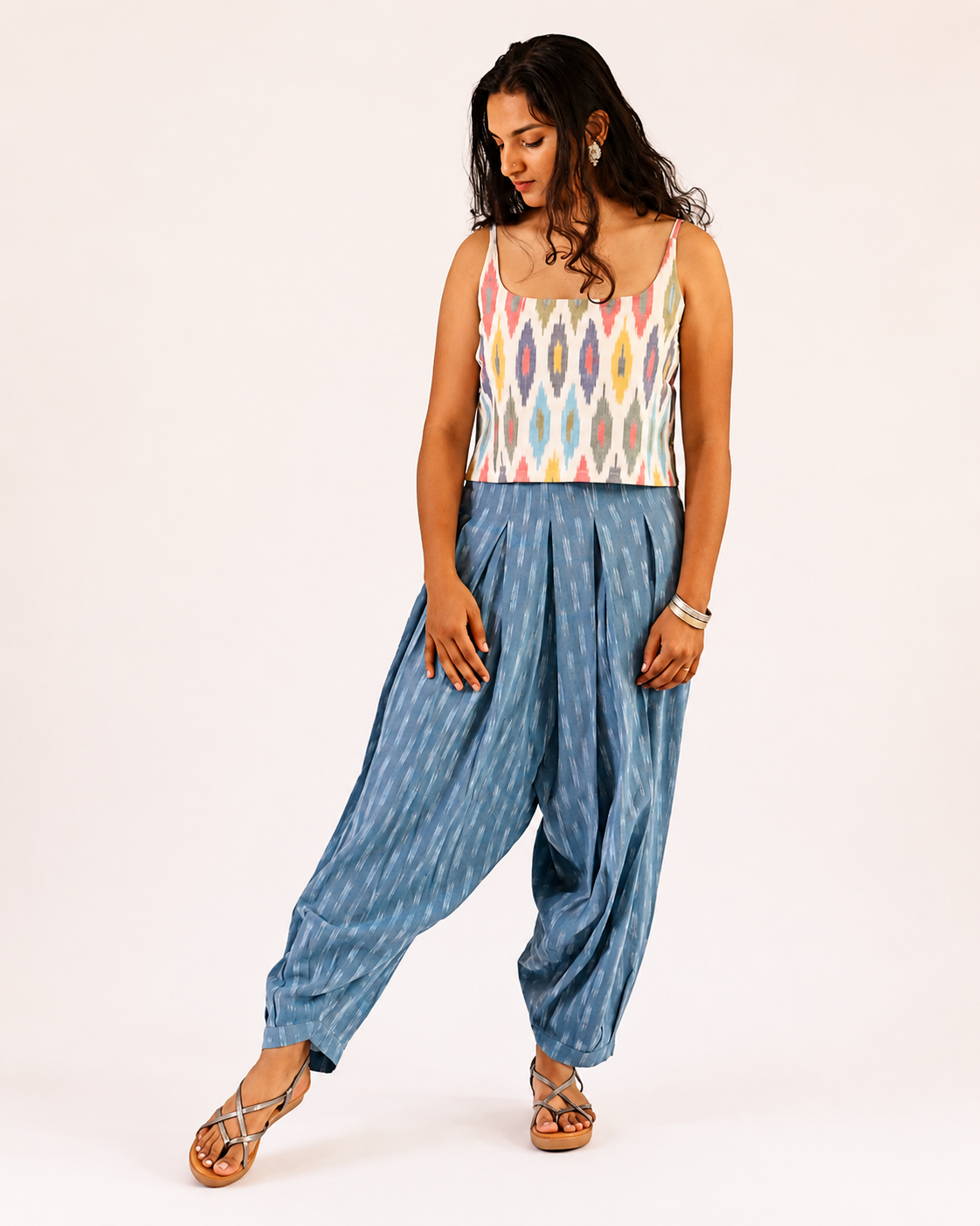 Folk Dhoti - blue ikkat