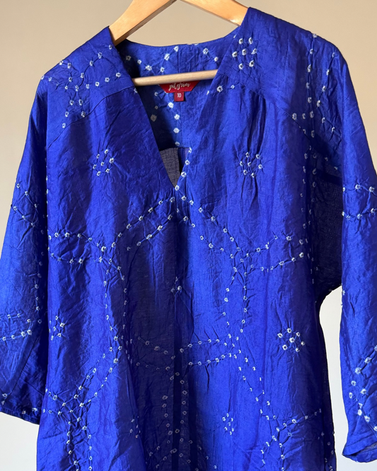 Fly Away Top - bright blue bandhani