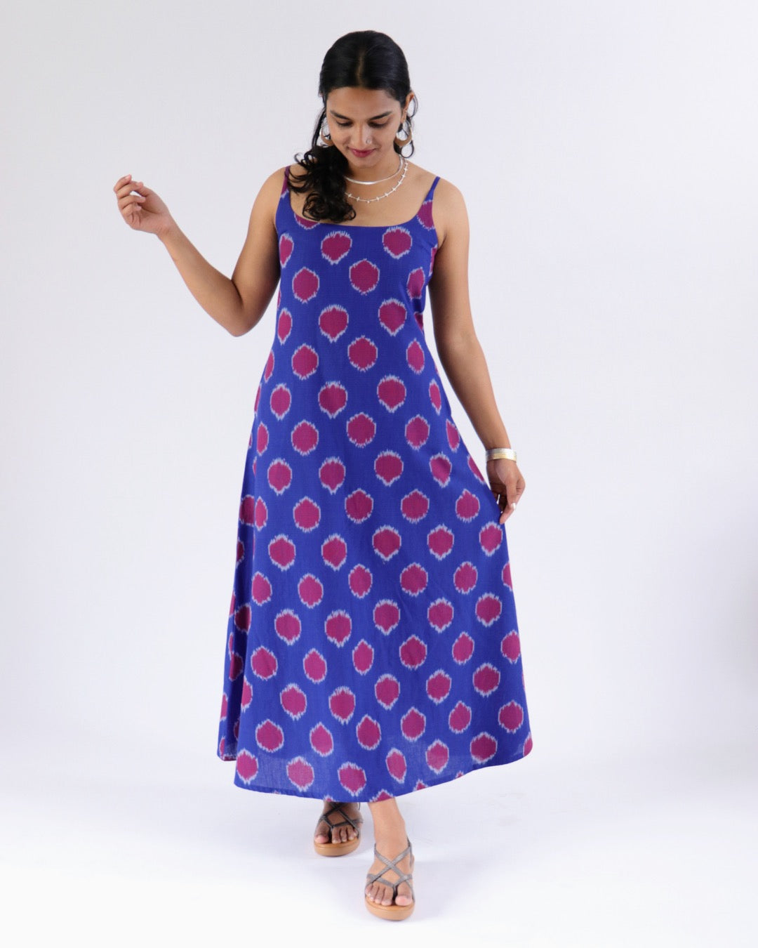 Zadie Dress - indigo circle ikkat