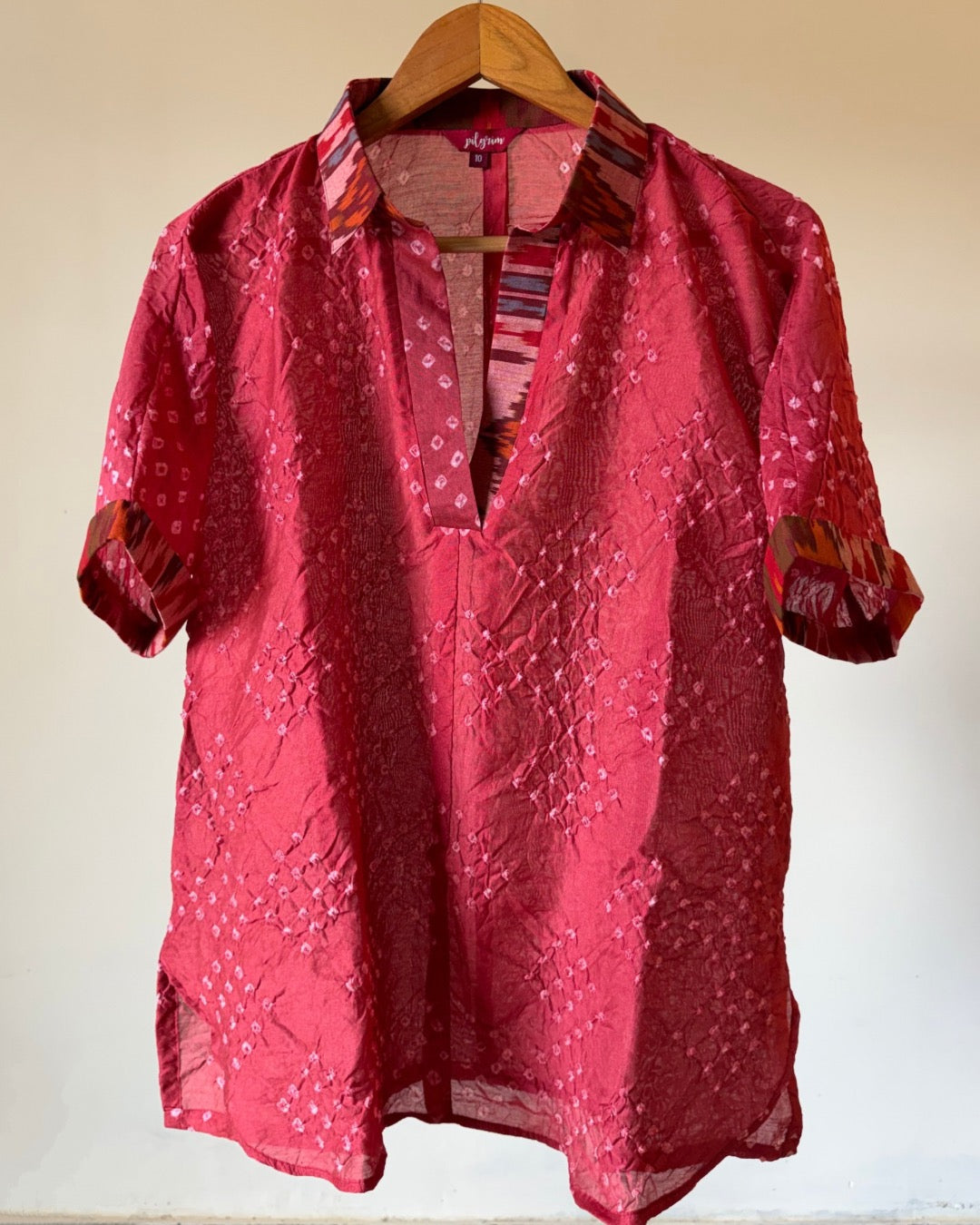 Paro top - red bandhani