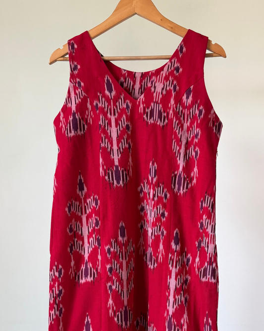Nutan Dress - red ikkat