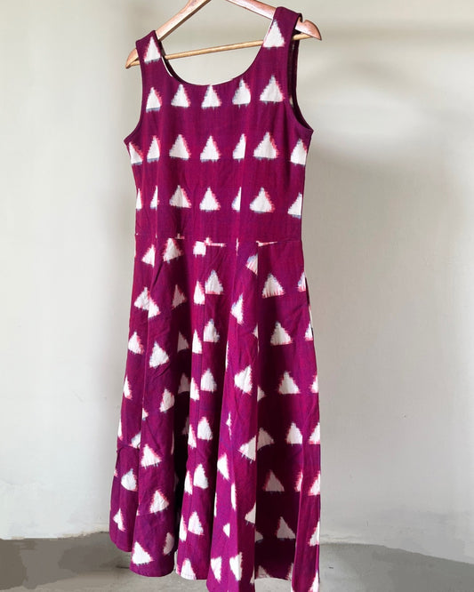 Ira Dress -purple triangle ikkat
