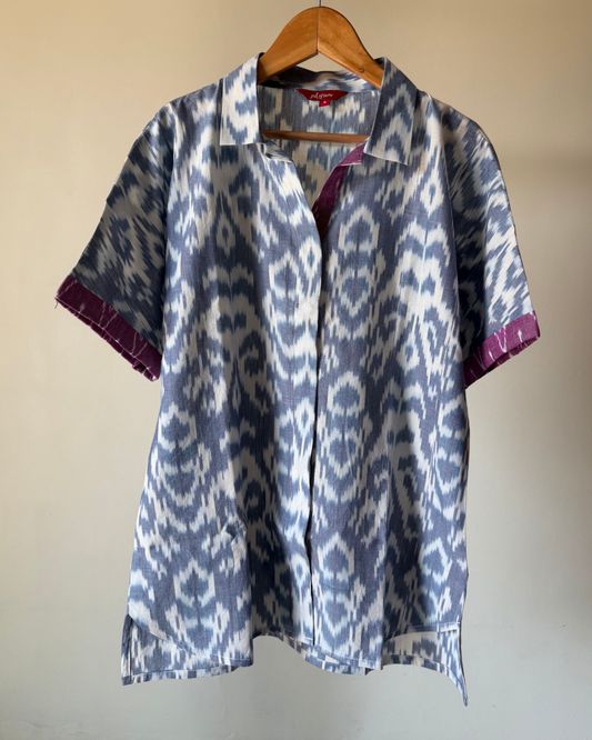 Devi Shirt - steel blue ikkat