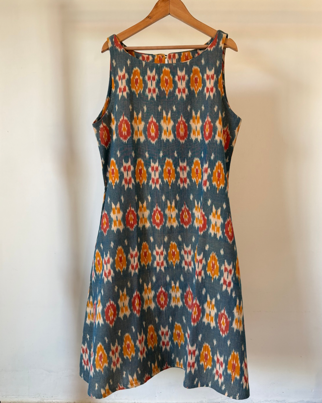 Amrit Dress - steel blue ikkat