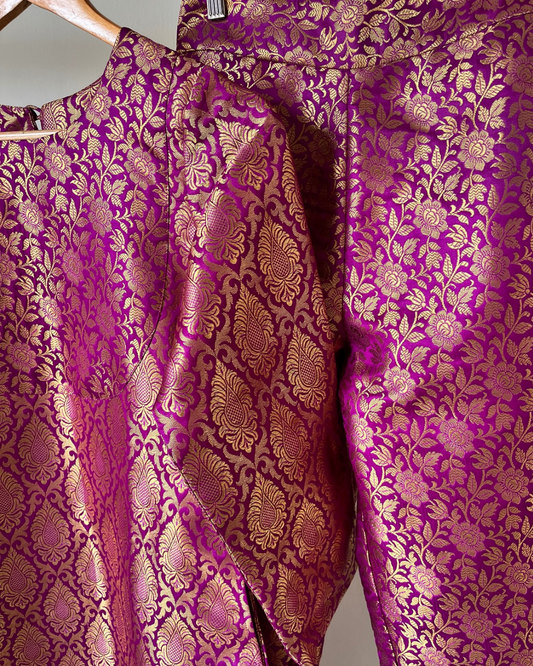 Purple brocade set- Kurta and pants