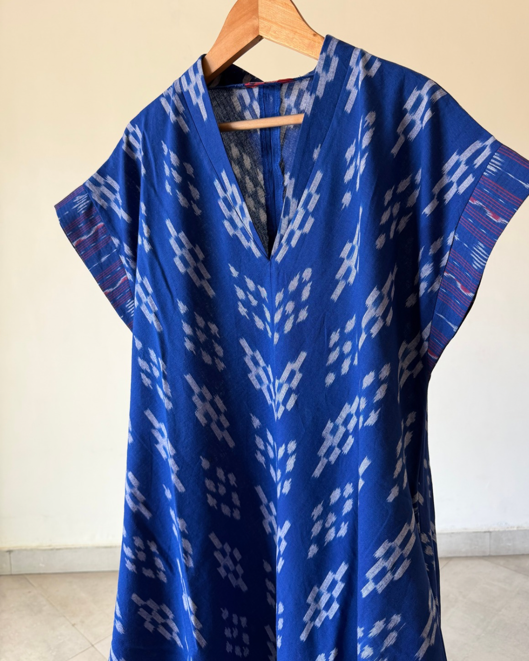Emy Cowl Dress - blue ikkat
