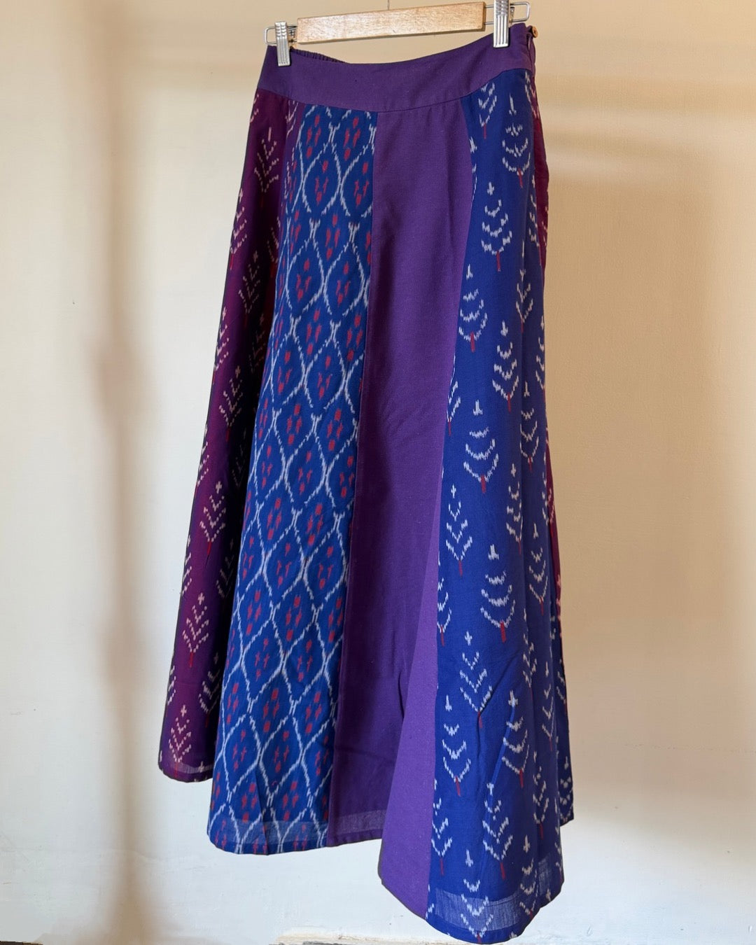 Halfmoon Skirt - purple blue multicoloured ikkat