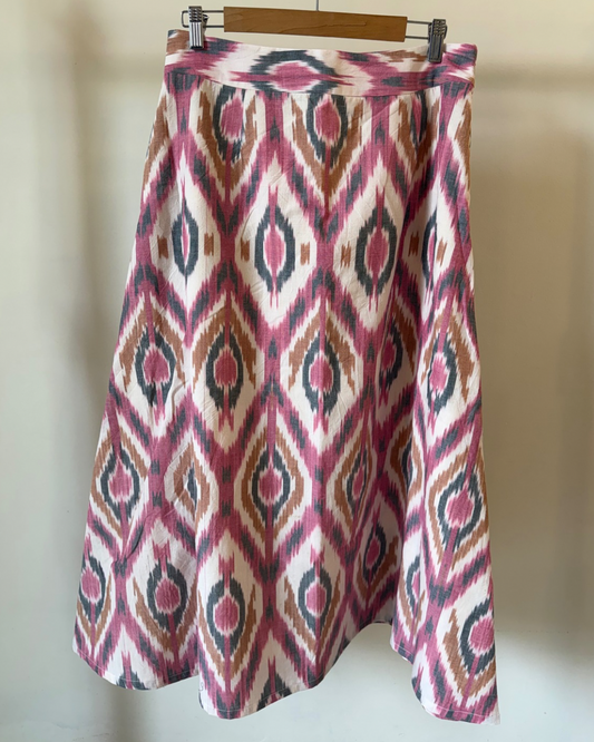 Nila Skirt - pink white ikkat