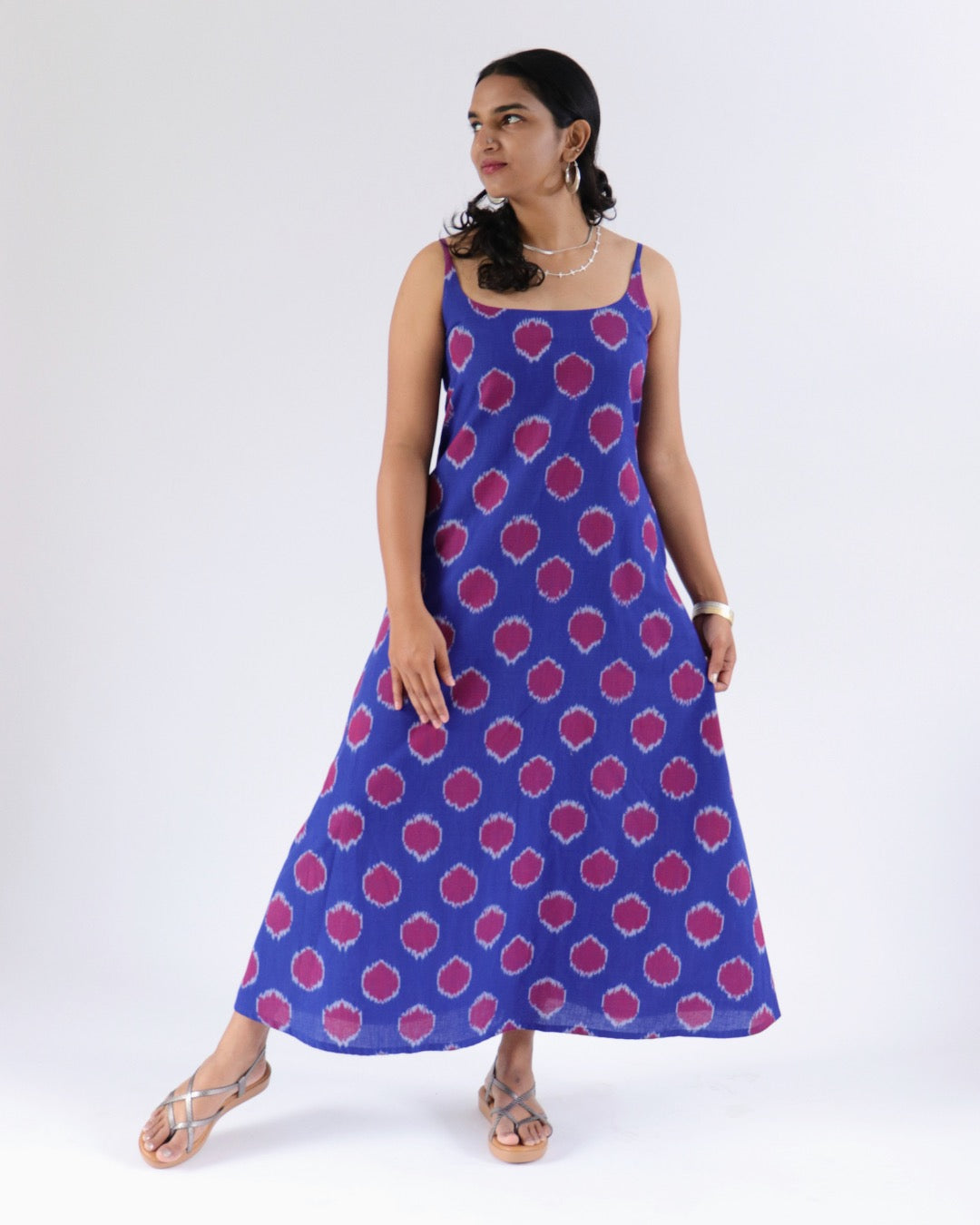 Zadie Dress - indigo circle ikkat