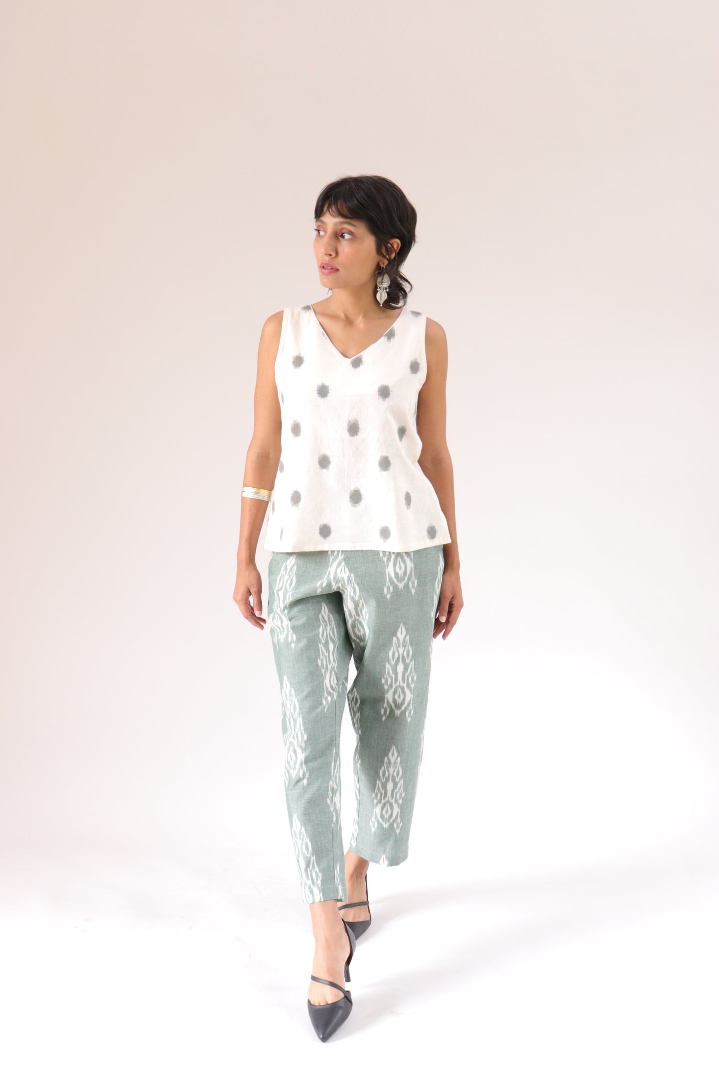 Sail Edit Pants - Dusty Green White Ikat