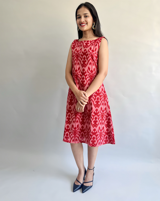 Amrit Dress - Red Ikat