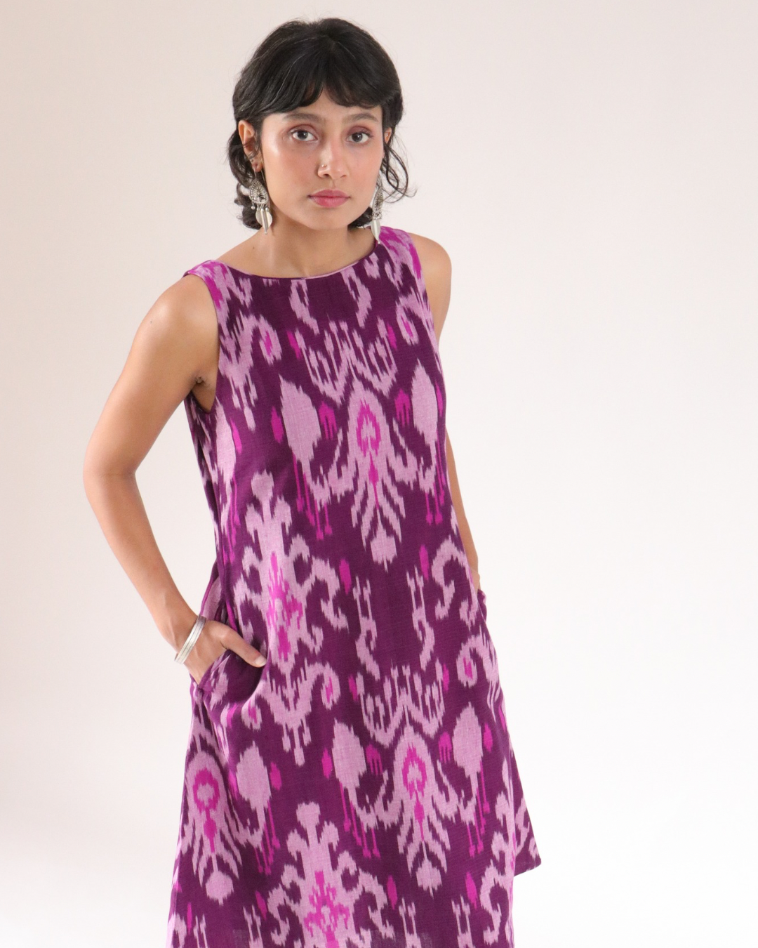 Amrit Dress - Purple Pink Ikat