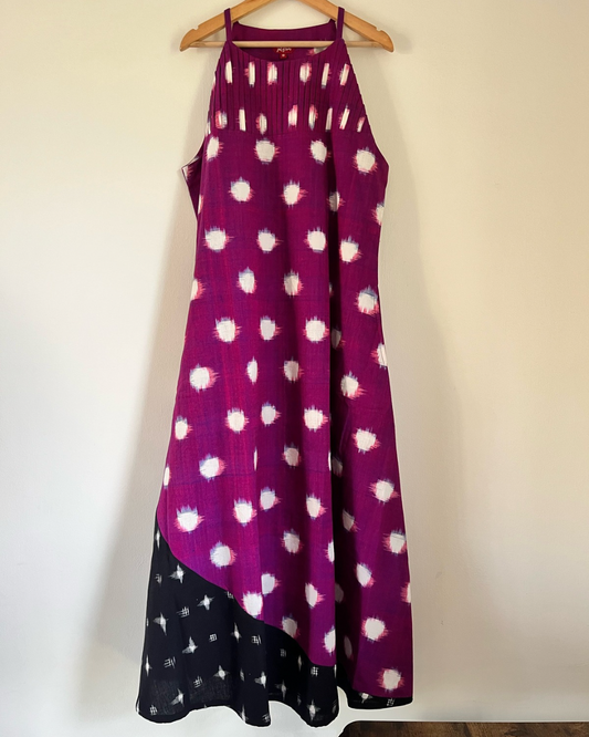 Tara Dress - purple circle ikkat