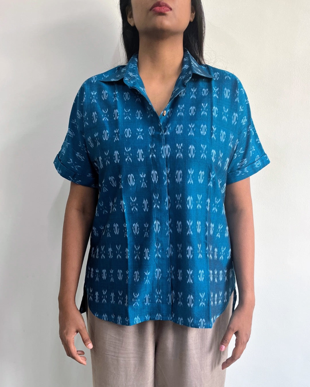 Devi Shirt - Peacock Blue Ikat