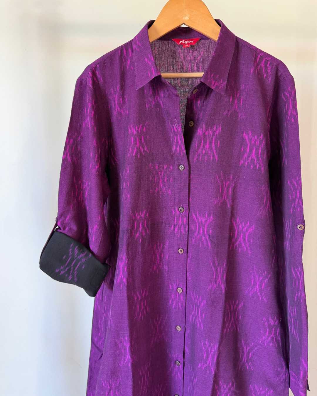 The Long Shirt Dress - deep purple ikkat