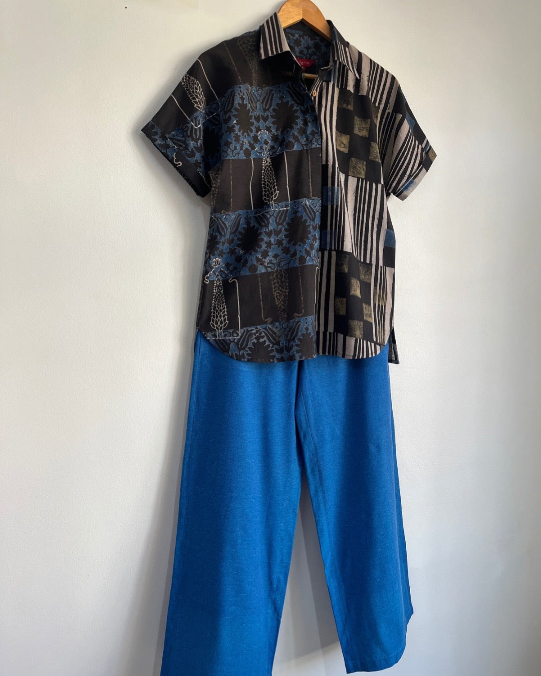 Devi Shirt - Charcoal Ajrakh
