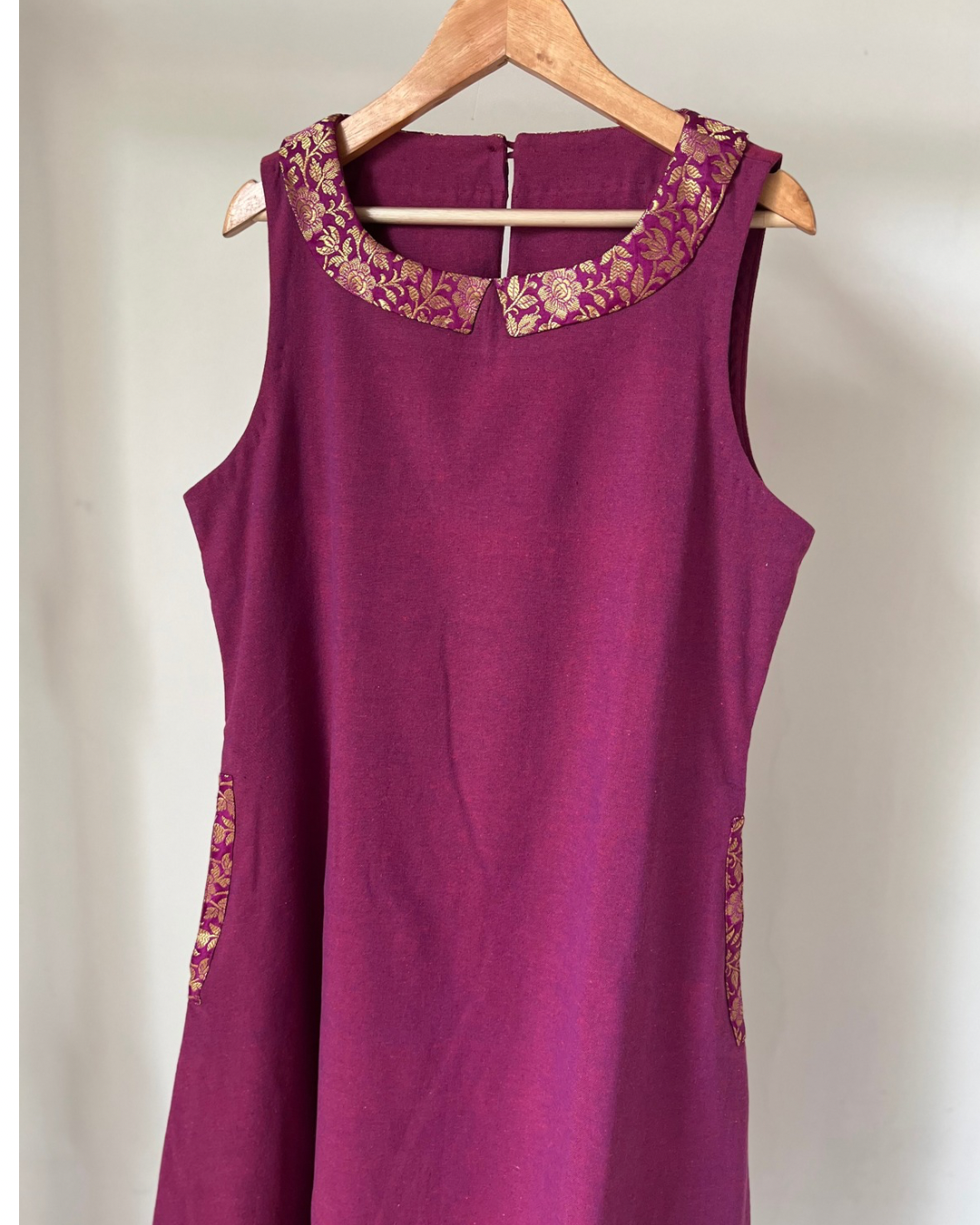 Amrit Dress - purple cotton with brocade