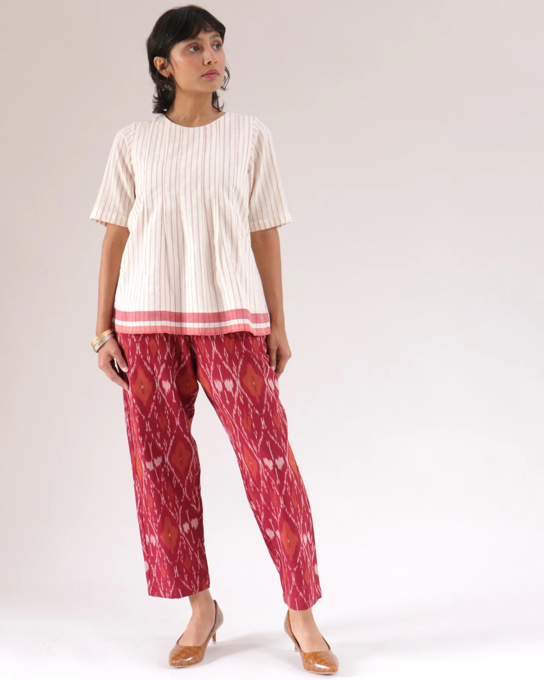 Sail Edit Pants - Maroon Ikat