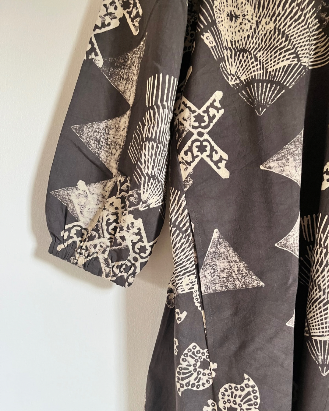 Diya Dress - charcoal Ajrakh