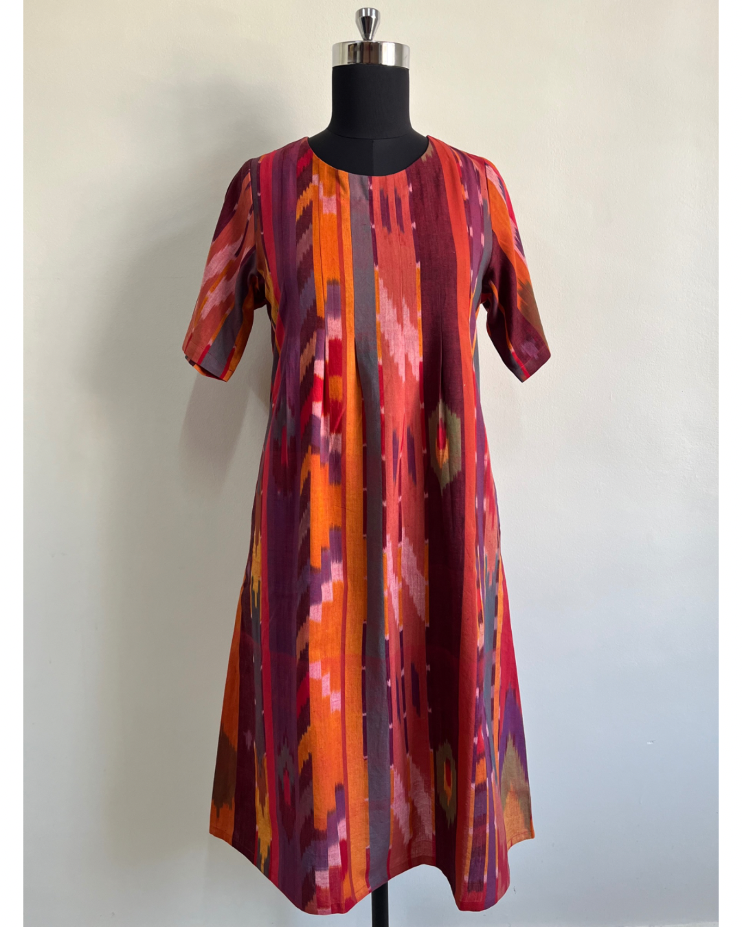 Kalyani Dress - Red Abstract Ikat