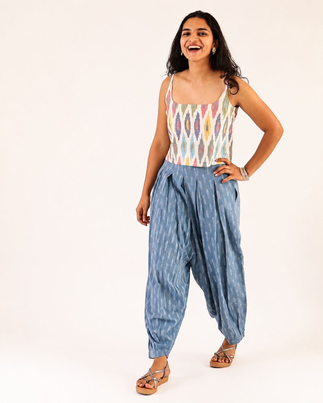 Folk Dhoti - blue ikkat