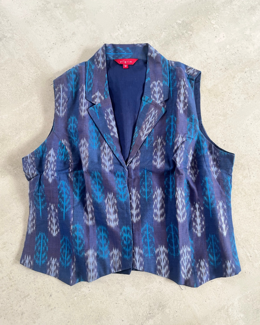 Laxmi crop top - blue ikkat