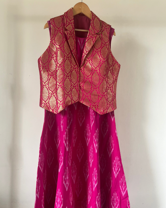 Laxmi crop top - pink brocade