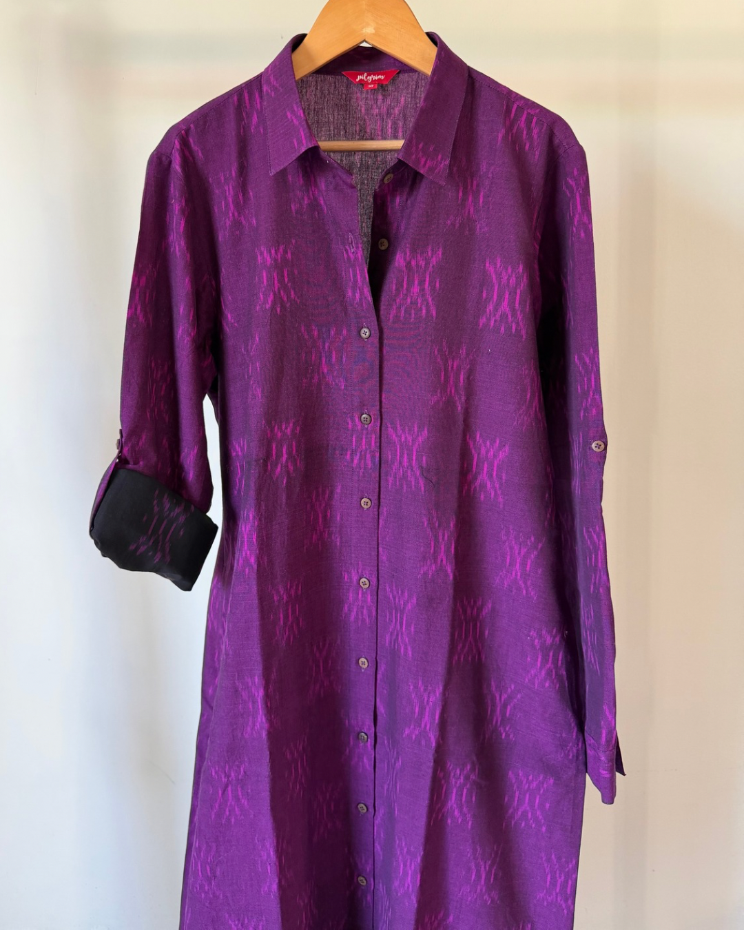The Long Shirt Dress - deep purple ikkat