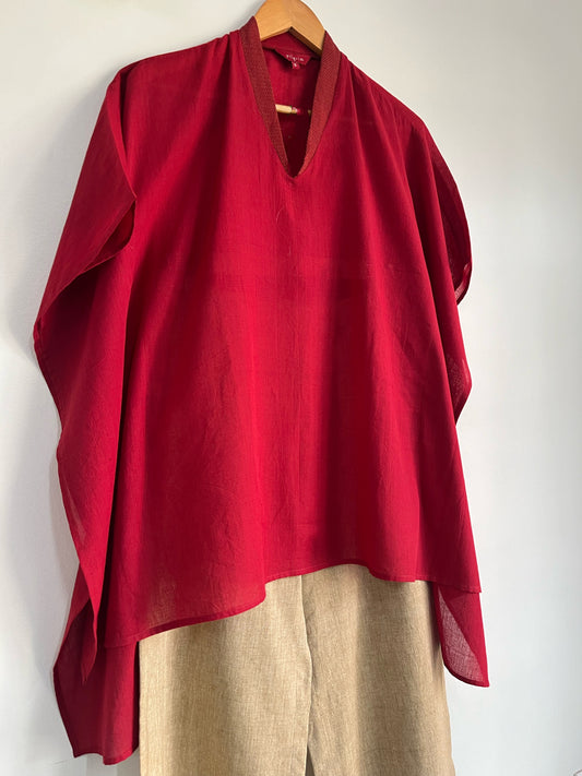 Imara Kaftan - Red Cotton with Zari