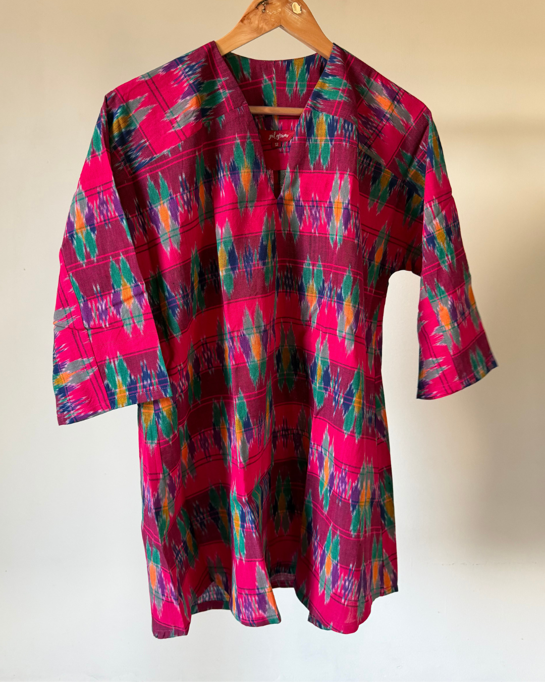 Fly Away Top - pink multi ikkat