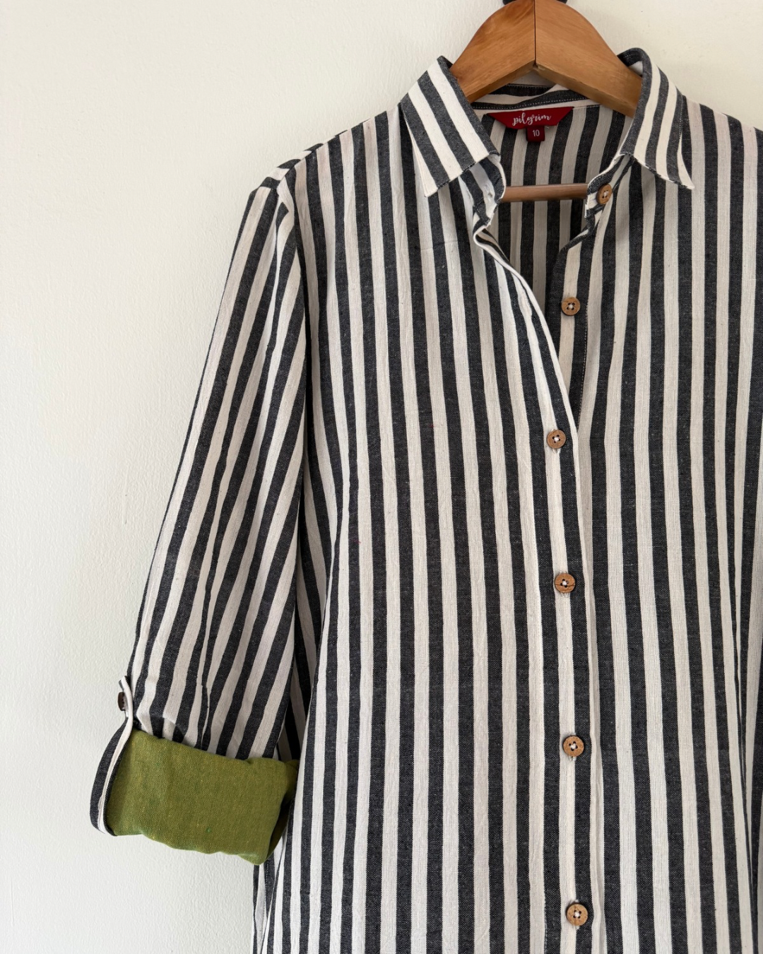 The Long Shirt Dress - grey white striped