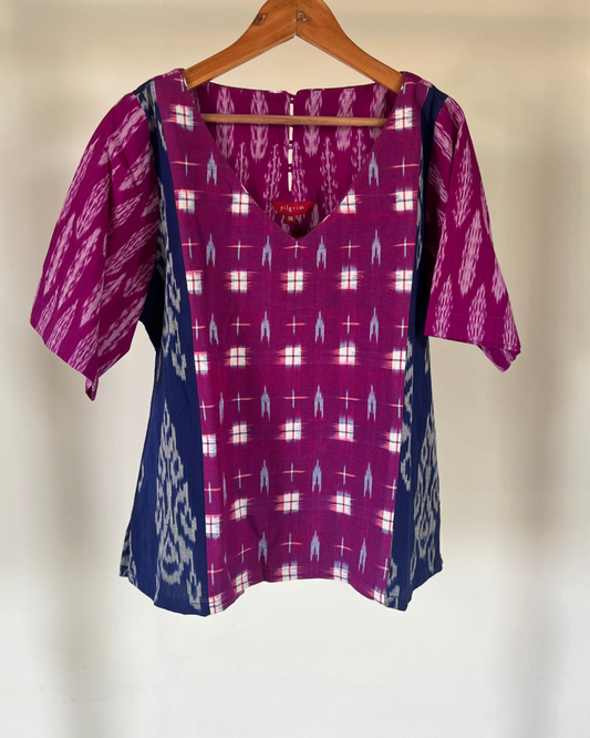 Maya top - purple indigo ikkat