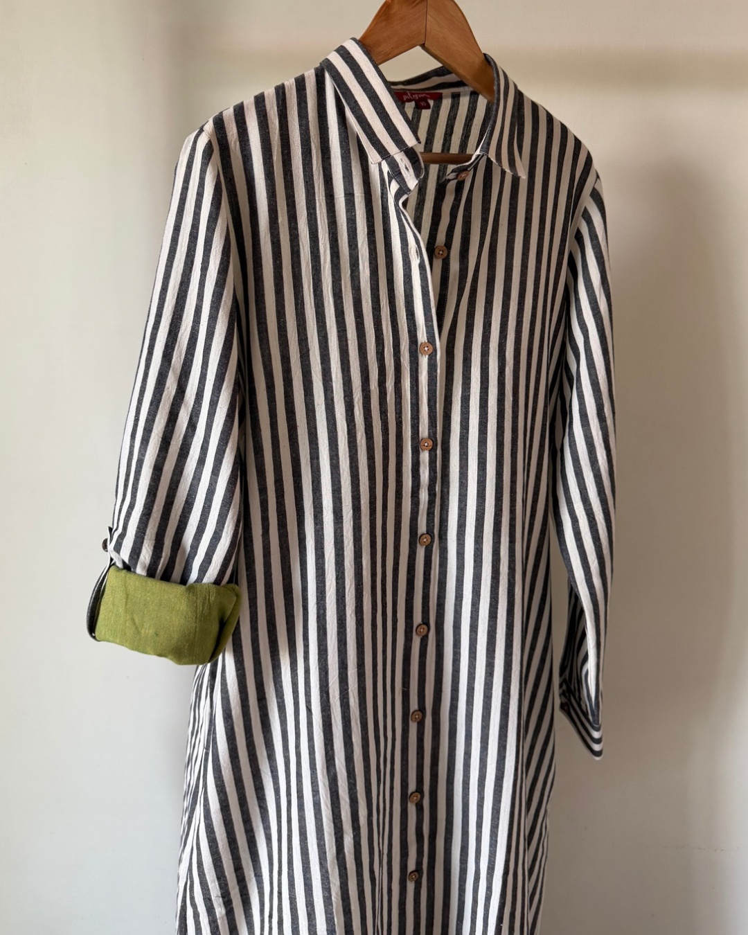 The Long Shirt Dress - grey white striped