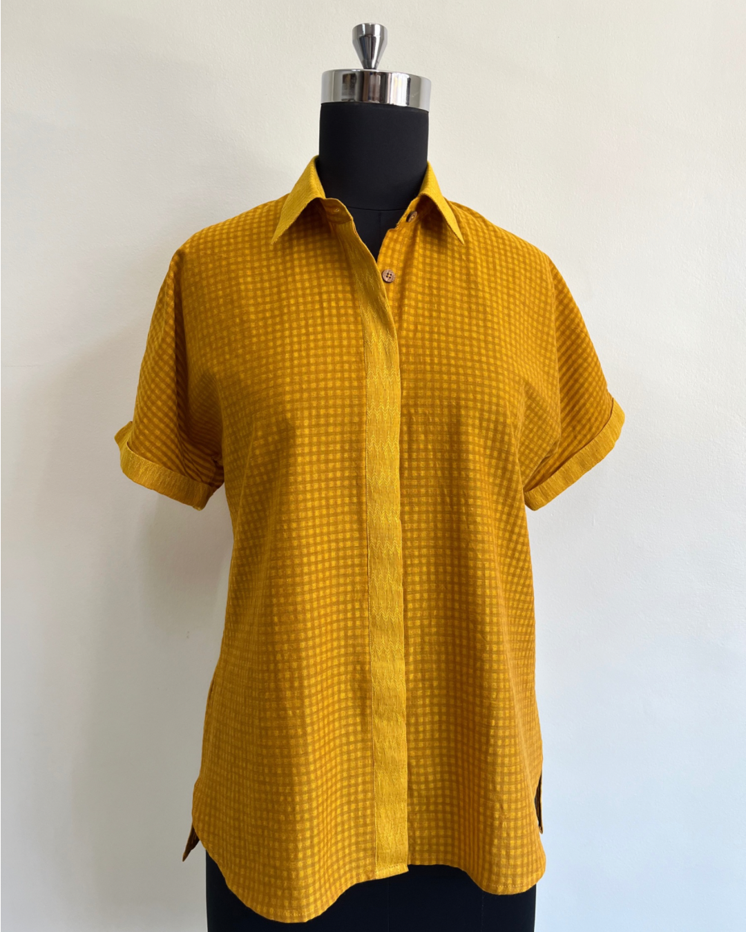 Devi Shirt - Mustard Yellow Checks