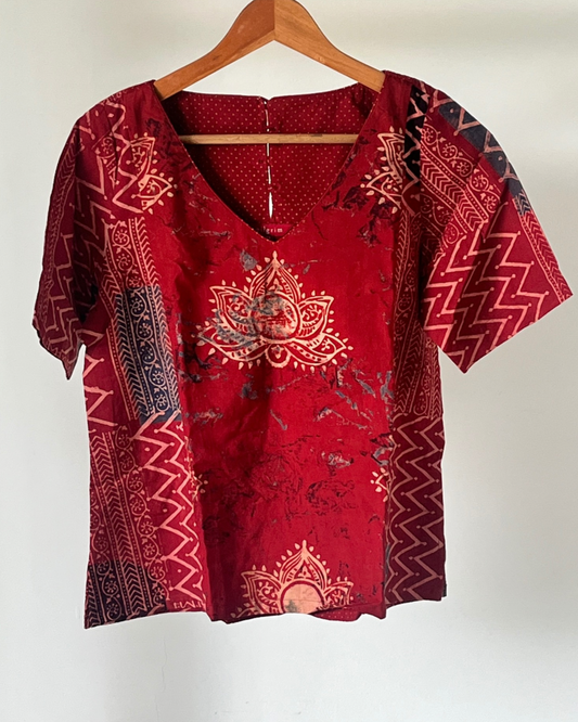 Maya Top - red ajrakh