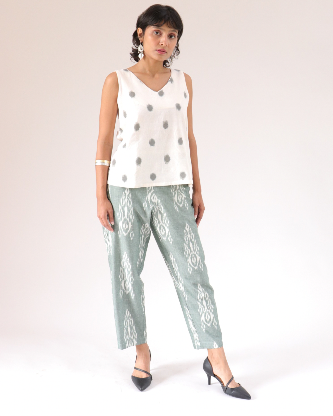 Sail Edit Pants - Dusty Green White Ikat